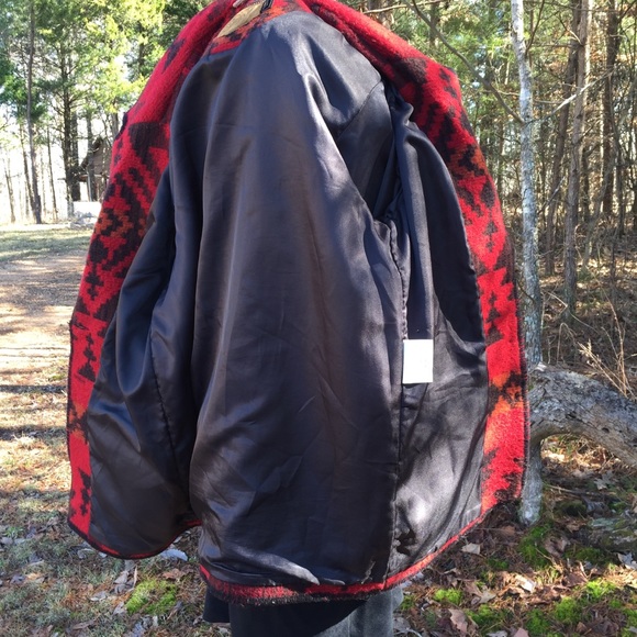 Vintage Woolrich Blanket Coat M Southwest Red Wool - Picture 6 of 7